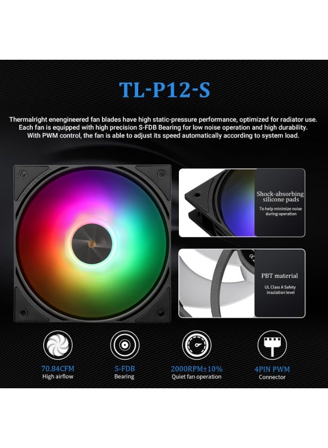ثيرمالرايت مبرد مائي للمعالج Thermalright FW 360 SE ARGB (لون أسود) - نظام تبريد مغلق (AIO) مزود بشاشة IPS LCD بدقة 320×240، متوافق مع مقابس AM4/AM5 وIntel LGA1700/1851، وشاشة LCD مغناطيسية مقاس 2 بوصة لعرض الصور. - Image 5