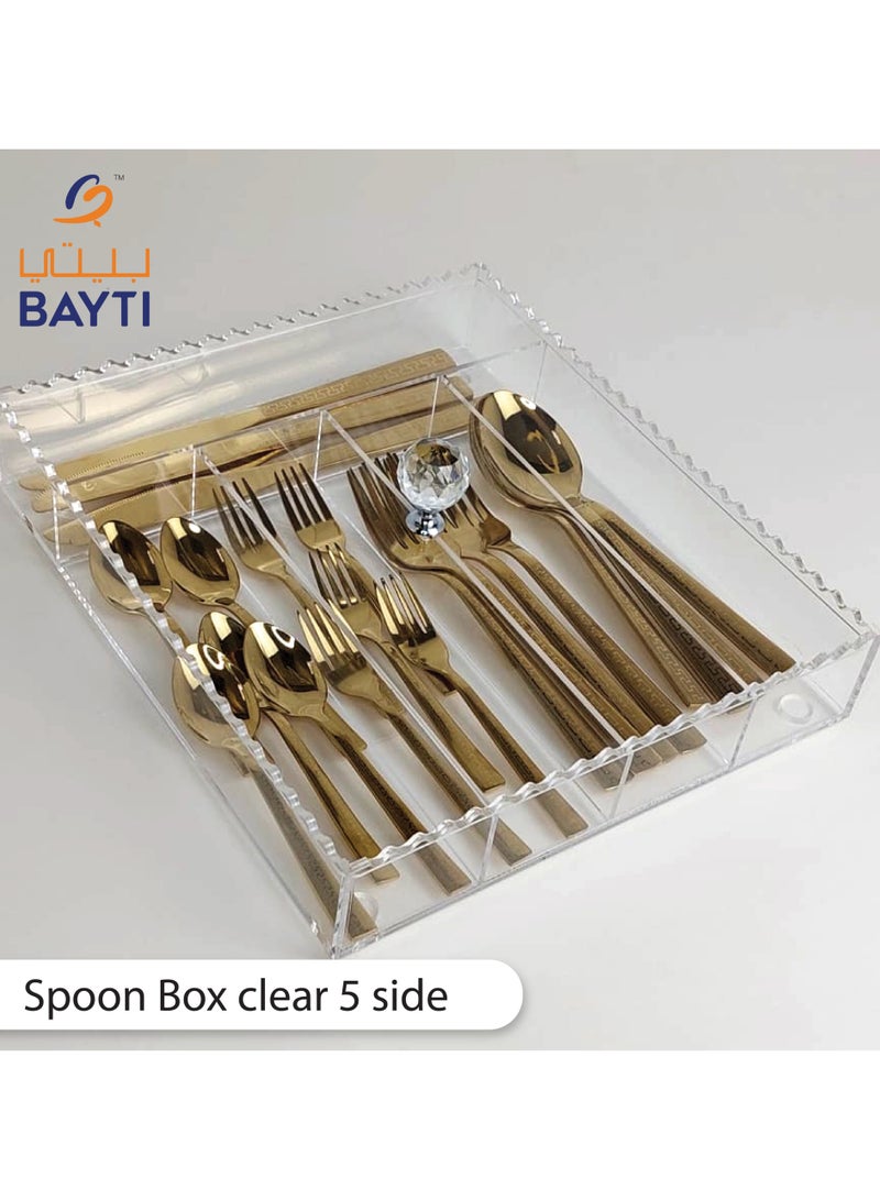 Bayti H.H. Birch Spoon Box Cutlery Accessories/Cutlery Box/Spoon/Knife & Fork Holder (5 Sides)