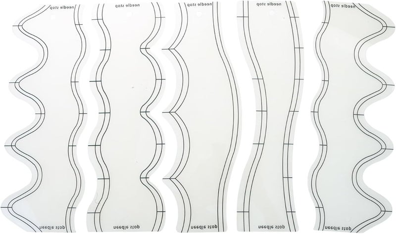 5 Pieces Quilting Ruler and Templates Acrylic Stencils Waved Ruler Clear Templates for Crafting - Image 1