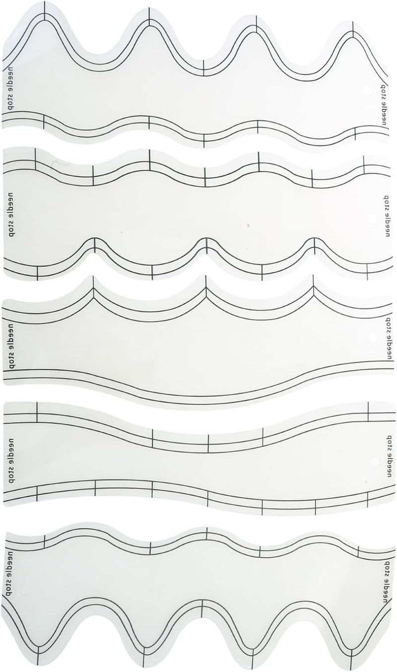 5 Pieces Quilting Ruler and Templates Acrylic Stencils Waved Ruler Clear Templates for Crafting - Image 3
