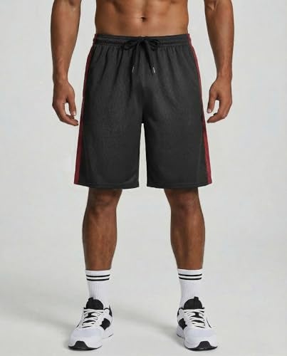 REALESSENTIALS Real Essentials 5 Pack: Men’s 9" Mesh Shorts – Athletic Gym, Workout, Basketball, Running, Casual Lounge Activewear Pockets, Set 10,M - Image 2