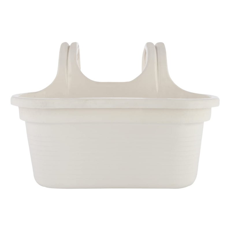 Kuber Industries Hanging Flower Pot|Double Hook Plant Container|Durable Plastic Glossy Finish Pots for Home|Balcony|Garden|12 Inch (White) - Image 1