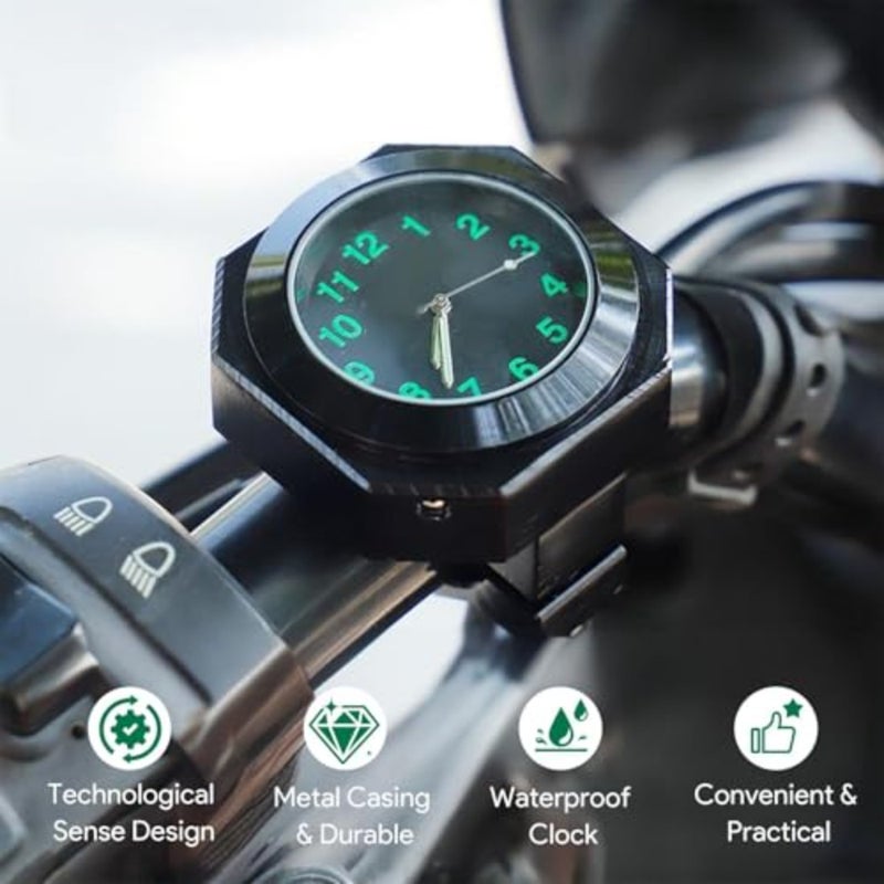 Waterproof Motorcycle Watch for Handlebars, Luminous Motorcycle Handlebar watch, Handlebar Quartz Clock for 22-28mm Handlebars, Bicycles and Electric Vehicles handlebar Watch, motorcycle Accessories - Image 2