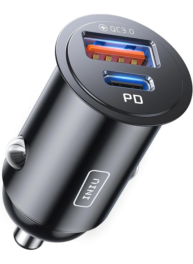 INIU - USB C Car Charger, INIU [USB C 30W+USB A 30W] PD3.0 5A Fast Charge Cigarette Lighter USB Car Charger, Metal USB Car Charger Adapter for iPhone 16 15 14 13 12 11 Pro Max Samsung S21 Huawei AirPods - Image 1