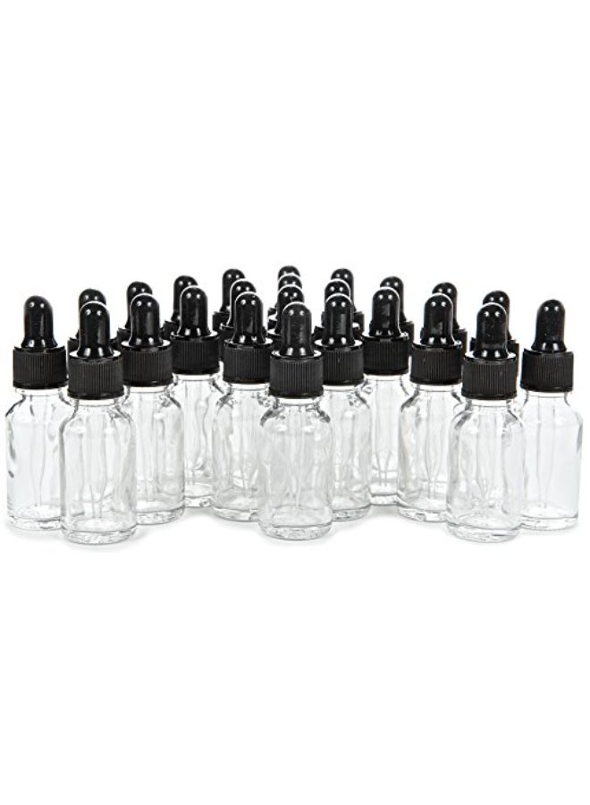 Vivaplex 24 Clear 15 ml 12 oz Glass Bottles with Glass Eye Droppers - Image 1
