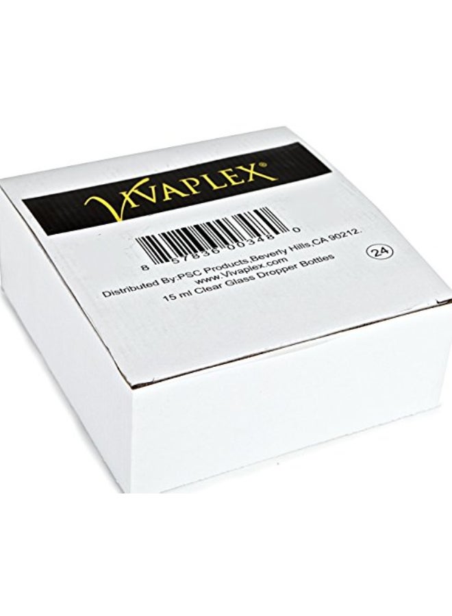 Vivaplex 24 Clear 15 ml 12 oz Glass Bottles with Glass Eye Droppers - Image 4