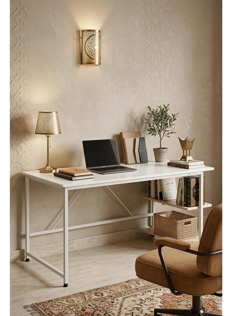 Visionnaire 130*55cm Home Office Table with Large Workstation, Study Desk and Computer Desk, Gaming Table with 3-layer Storage Shelf - Image 1