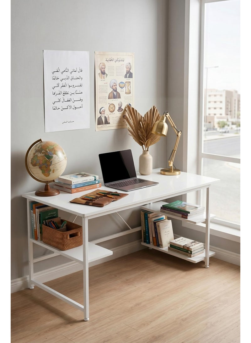 Visionnaire 130*55cm Home Office Table with Large Workstation, Study Desk and Computer Desk, Gaming Table with 3-layer Storage Shelf - Image 2