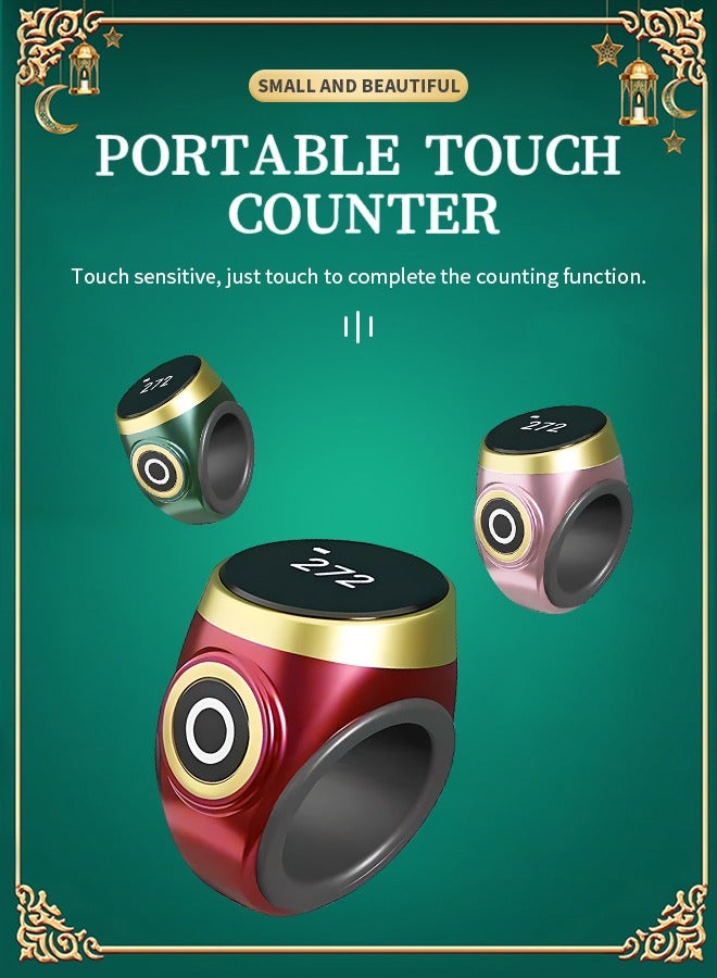 Digital Tasbeeh Ring, Waterproof and Anti-Mistouch, OLED Display, Touch Count,Waterproof 4 Digit Finger Counter Zikr Ring for Muslims - Image 2