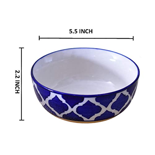 Kunhar Ceramic Serving Bowls (Blue Vine, 600 ml) - 1 Piece - Image 2