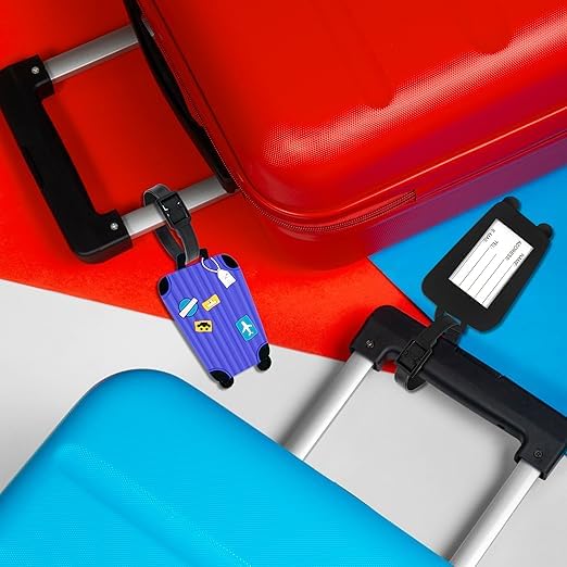 SNDIA Pack of 5 Luggage Tags, with Silicon Strap Travel Bag Tags for Easily Identification of Bags (Multicolour) - Image 5