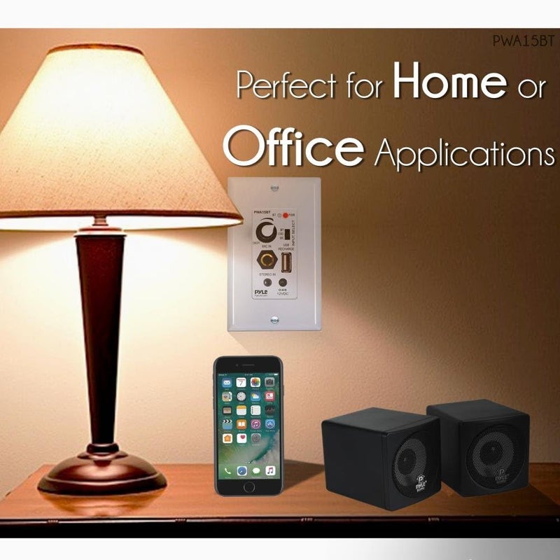 Pyle جهاز استقبال بلوتوث اللاسلكي من بايل - 100 واط للتحكم في الصوت داخل الجدار مع مضخم مدمج، مدخلات USB/ميكروفون/أوكس (3.5 مم)، كتلة طرفية لمكبر الصوت، توصيل 2 مكبر صوت، أبيض - بايل PWA15BT - Image 4