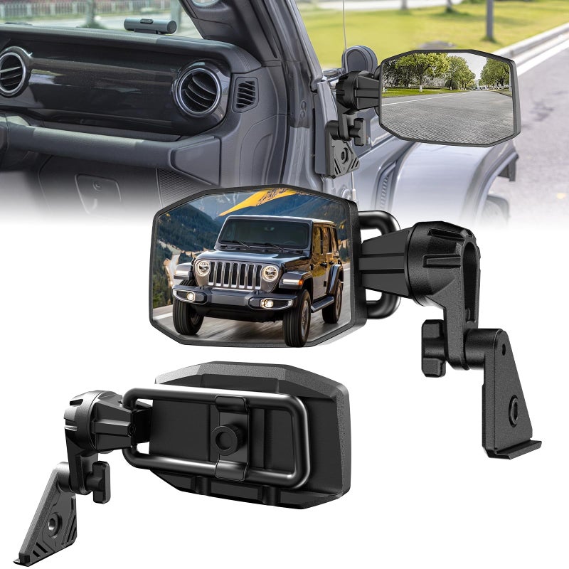 GEVINFA Mirrors Doors Off Compatible with Jeep Wrangler JL and Gladiator JT 2018-2026, 2026 New Launch Quick Release wrangler JL Mirrors No Wobble & Quick Removal Knob (Patented) - Image 1
