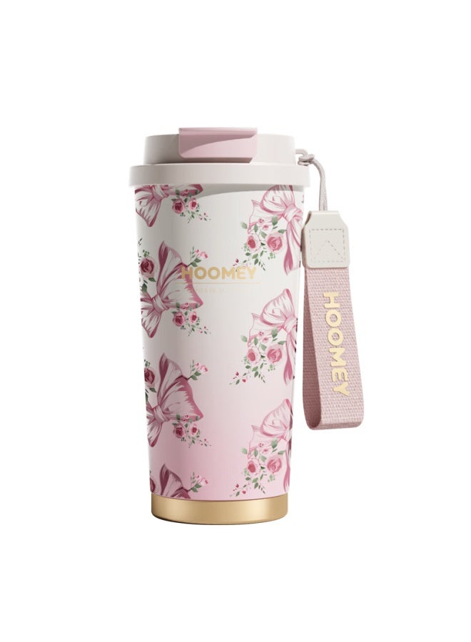 Hoomey Insulated Ceramic Lined Coffee Mug With Straw High-value Water Cup Gift Box Birthday Present For Women
