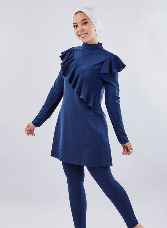 Tie Shop Ruffles Burkini Blue For Women 