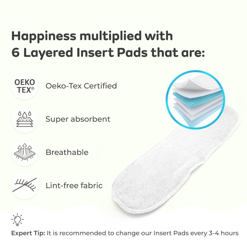 Moppets Leakage-proof advanced cloth diapers for babies, High Absorbent 2 reusable diaper and 2 insert pad Combo Pack washable cloth diaper 3M -3Years (BOYS PRINTS) - Image 5