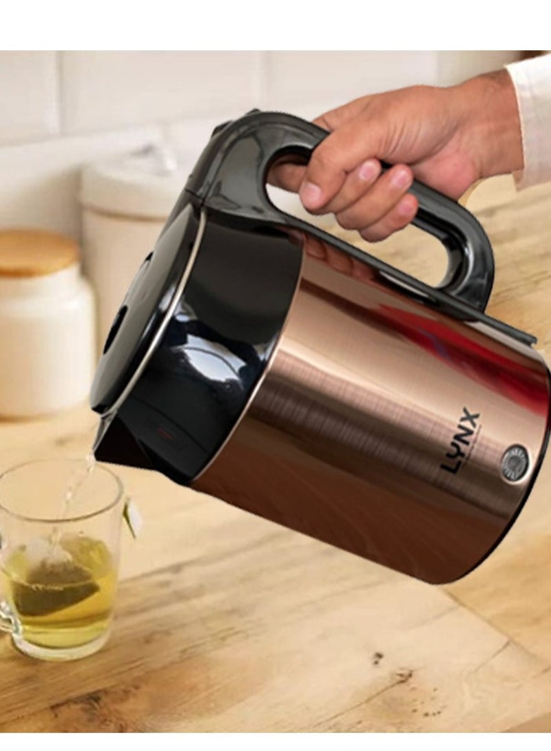 Lynx Premium Design Electric Kettle Stainless Steel 2L, 1500W with Fast Boiling, Safety Features, Perfect Pour Spout, Durable Double Layer Housing, Ideal for Tea, Coffee, and More - KT-2101 - Image 4