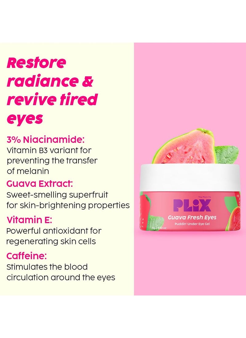 PLIX THE PLANT FIX - Under-Eye Gel and SPF 50+ Guava Glow Sunscreen Combo, For Glowing Skin & Reducing Dark Circles, 3% Niacinamide, Ceramides, Vitamin C | For Women & Men, All Skin Types - Image 1
