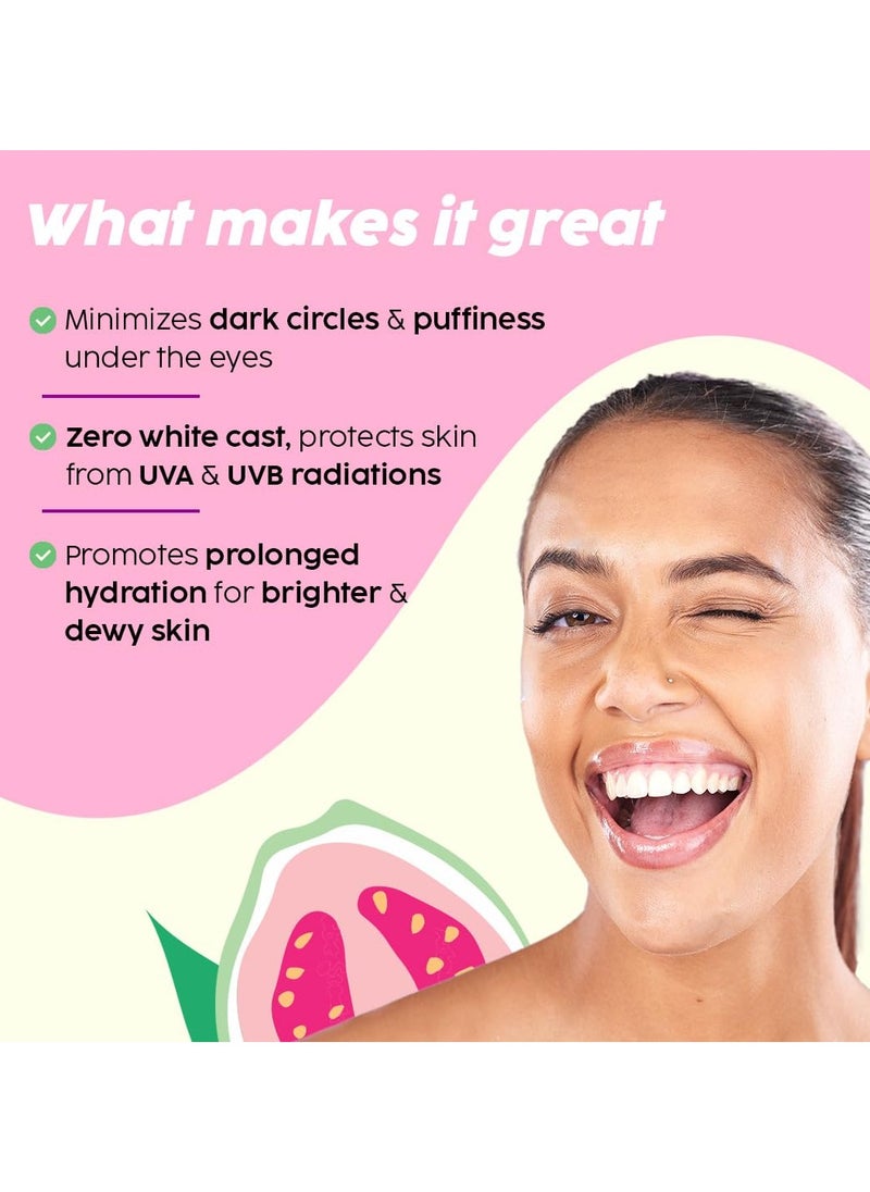 PLIX THE PLANT FIX - Under-Eye Gel and SPF 50+ Guava Glow Sunscreen Combo, For Glowing Skin & Reducing Dark Circles, 3% Niacinamide, Ceramides, Vitamin C | For Women & Men, All Skin Types - Image 1