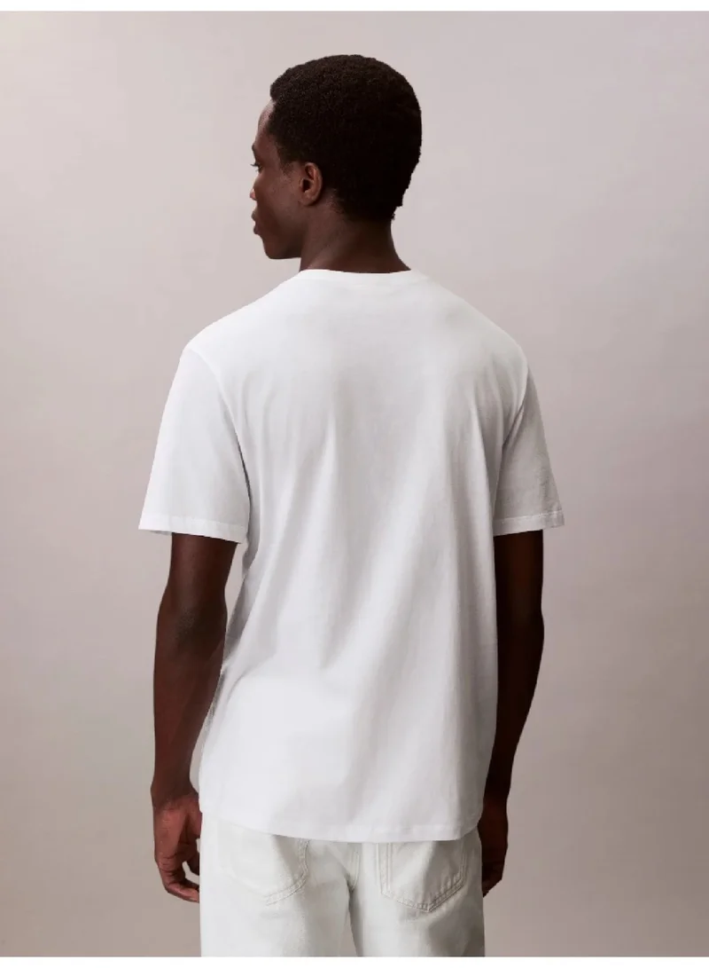 Calvin Klein Jeans Bright White Classic Fit Monologo T-Shirt for Men | Best Price UAE