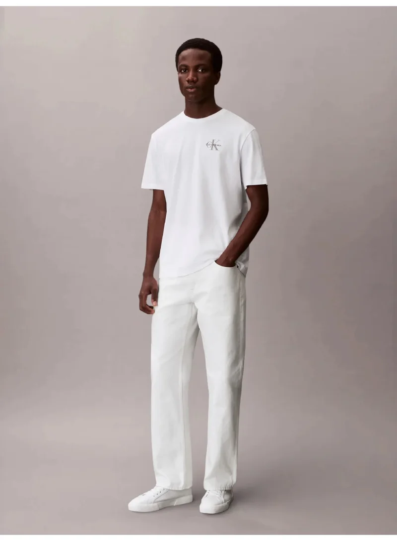 Calvin Klein Jeans Bright White Classic Fit Monologo T-Shirt for Men | Best Price UAE