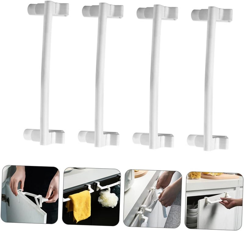 VOSAREA 4pcs Towel Hanging Rack Over Door Towel Stand Plastic Holder Bathroom Storage Nail Punch Design - Image 3