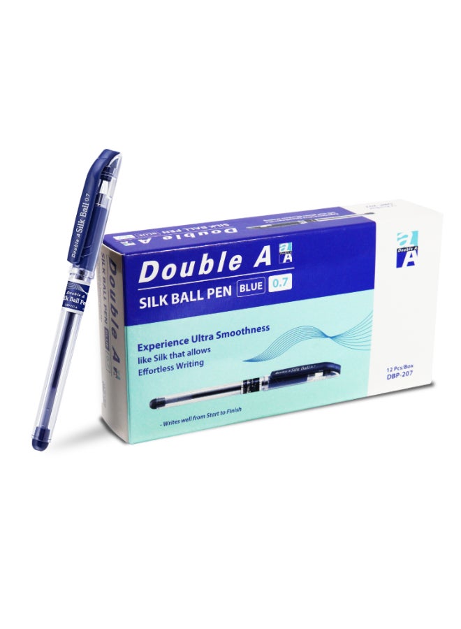 دبل إيه Silk Ball Pen 0.7mm Blue, 12 Pc - Image 1