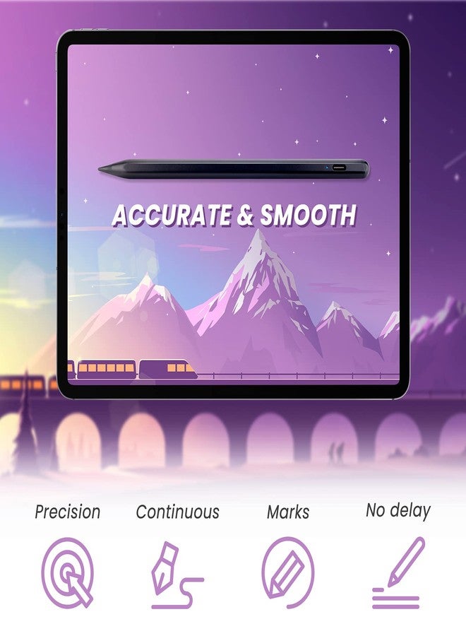 EDIVIA Apple Pencil 2nd Generation - 2X Fast Charging Stylus Pen for iPad Air M2/M3, Pro M4/11/13, A16/11th/10th Generation - Magnetic,High Precision,Palm Rejection iPad Pencil Black - Image 4