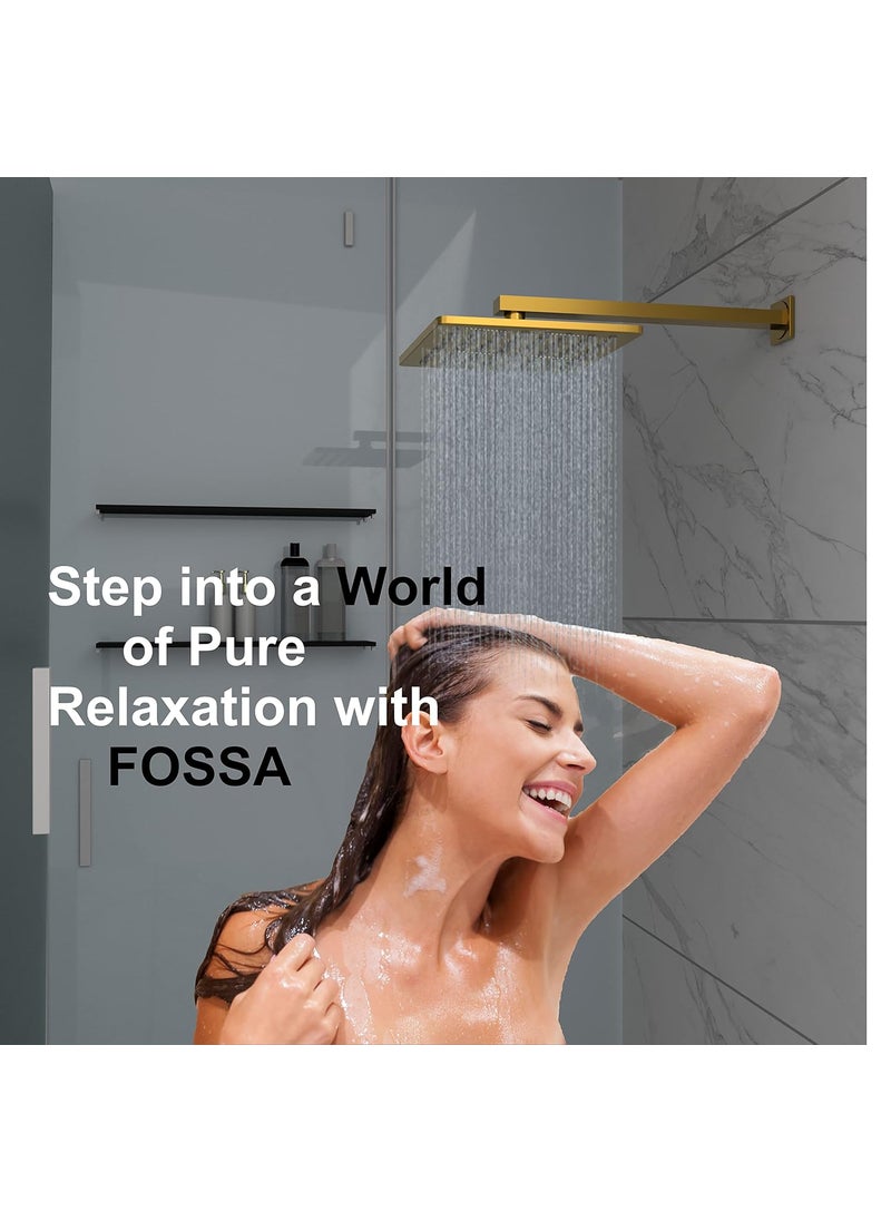 FOSSA Fossa 6 Inch Rainfall Shower Head 304 Stainless Steel Rain Showers Overhead Wall Mounted, (Gold)  - Image 5