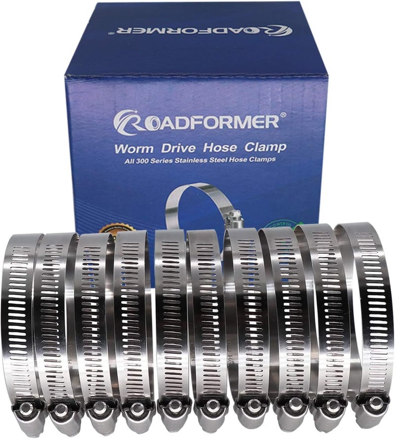 ROADFORMER 3" Worm Gear Hose Clamp - SAE 48 Size, Full Stainless Steel with 1/2" Band Width, Working Range 65mm - 89mm Hose Clamps, 10 Pack - Image 2