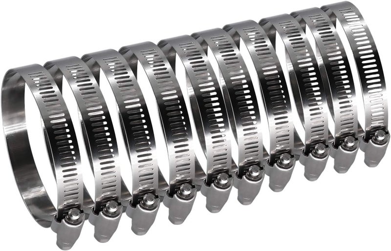 ROADFORMER 3" Worm Gear Hose Clamp - SAE 48 Size, Full Stainless Steel with 1/2" Band Width, Working Range 65mm - 89mm Hose Clamps, 10 Pack - Image 1
