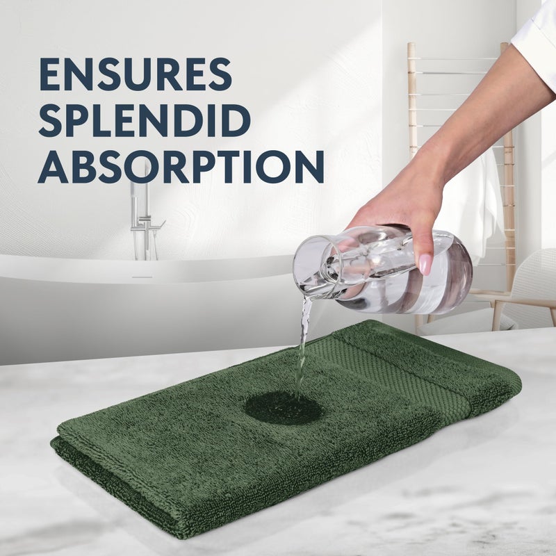 White Classic Luxury Forest Green Hand Towels - Soft 100% Turkish Cotton | Highly Absorbent Hotel spa Bathroom Towel Collection | 16x30 Inch | Set of 6 - Image 4