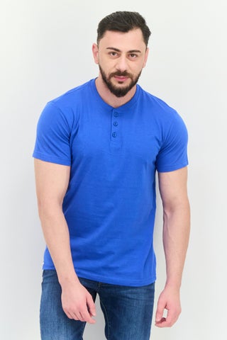 Men  Stand Collar Short Sleeves Solid T-shirt, Blue - pzsku/ZD7DC45584E7164518ACDZ/45/1746225587/57bac0c1-2d7e-48d9-8fb3-4ad8c2ef04a9