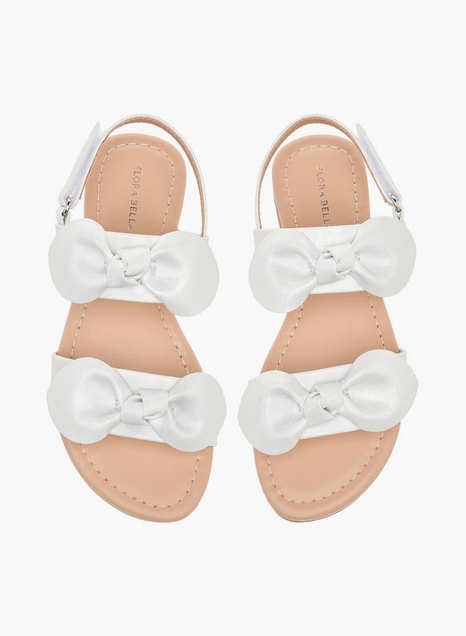Flora Bella By Shoexpress Girls Bow Applique Sandals With Hook And Loop Closure - Image 2