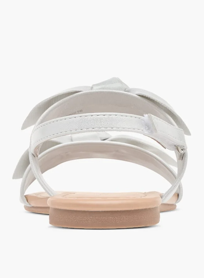 Flora Bella By Shoexpress Girls Bow Applique Sandals With Hook And Loop Closure