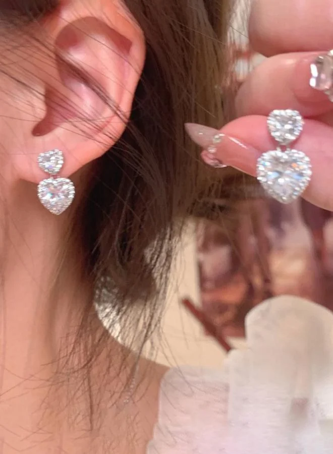 Take Two Crystal Heart Dangle Earrings