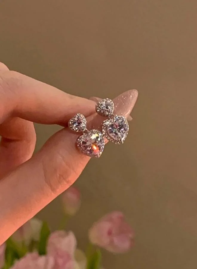 Take Two Crystal Heart Dangle Earrings