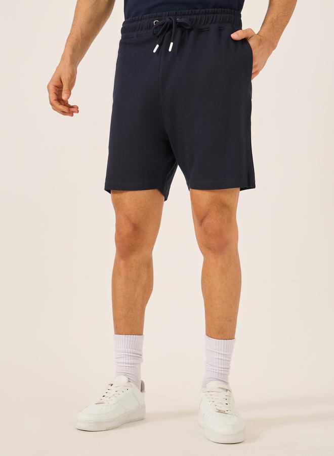 Styli Men Navy Regular Fit Waffle Knit Shorts - Image 1