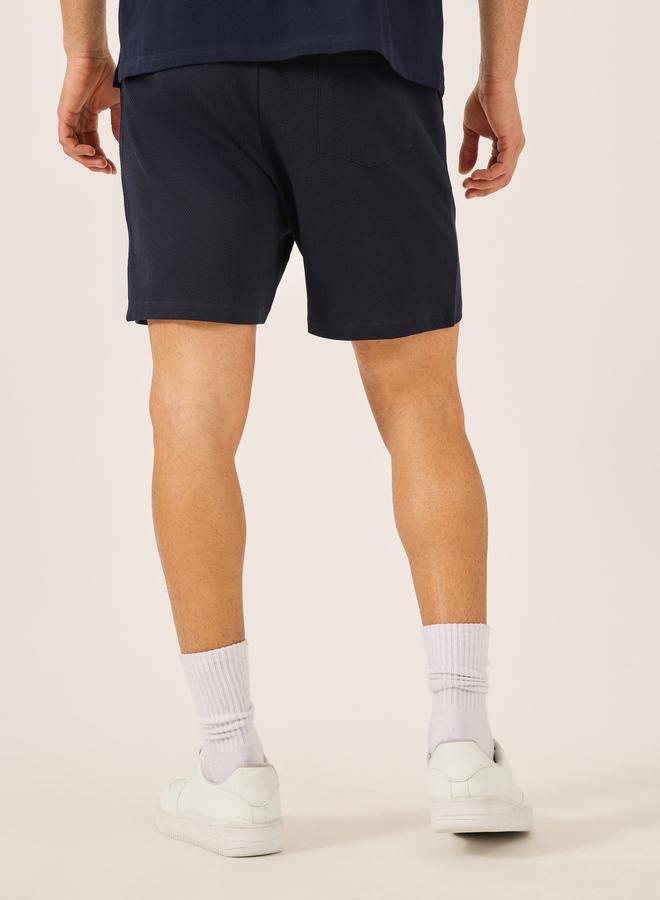 Styli Men Navy Regular Fit Waffle Knit Shorts - Image 4