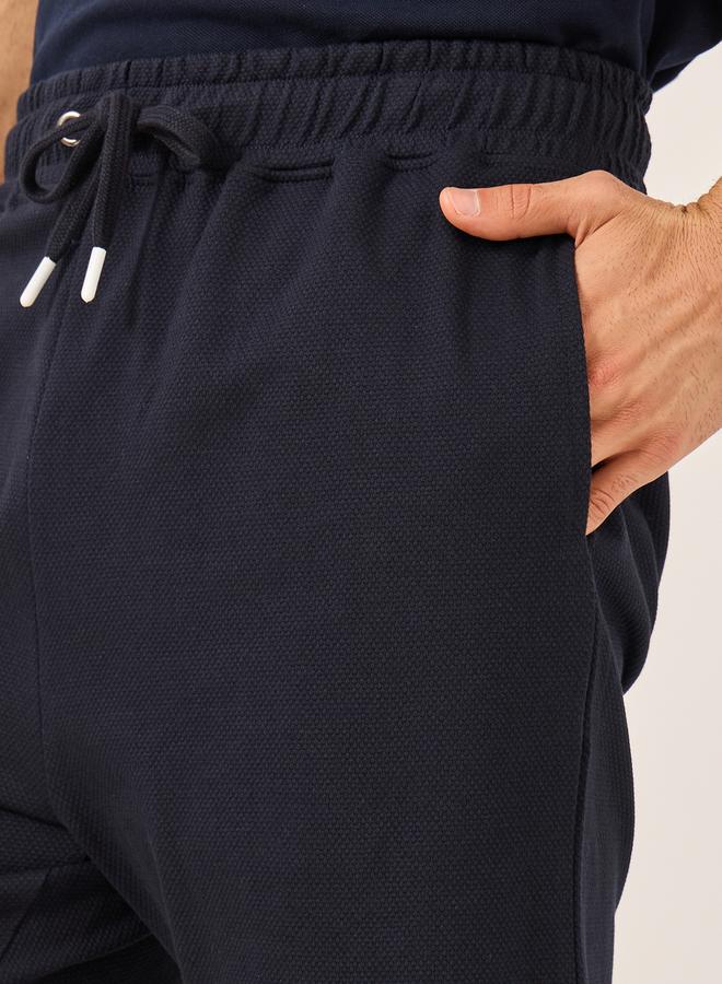 Styli Men Navy Regular Fit Waffle Knit Shorts - Image 3