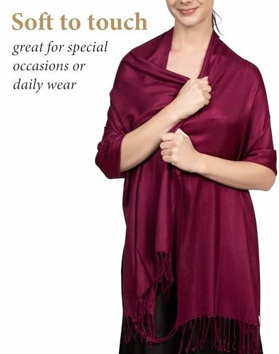 Achillea Soft Silky Pashmina Scarf for Women – Shawl Wrap for Evening Dresses, Bridesmaids, Weddings & Everyday Wear (Wine) - Image 3