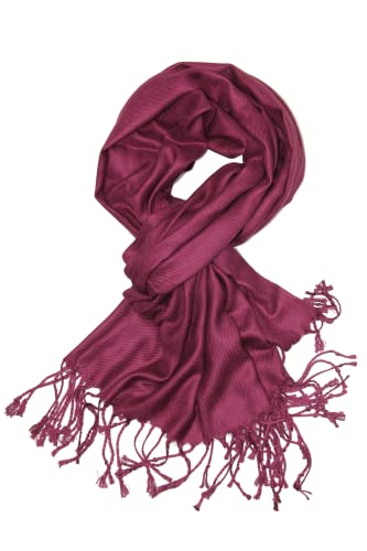 Achillea Soft Silky Pashmina Scarf for Women – Shawl Wrap for Evening Dresses, Bridesmaids, Weddings & Everyday Wear (Wine) - Image 1