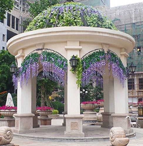 DearHouse 12 Pack 3.6 Feet Artificial Fake Wisteria Vine Ratta Hanging Garland Silk Flowers String Home Party Wedding Decor (Purple 2) - Image 5