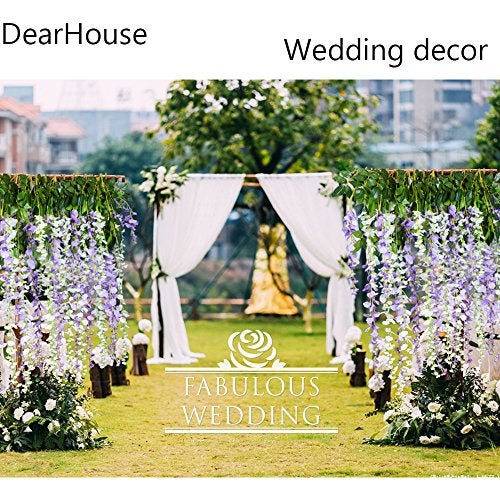 DearHouse 12 Pack 3.6 Feet Artificial Fake Wisteria Vine Ratta Hanging Garland Silk Flowers String Home Party Wedding Decor (Purple 2) - Image 4