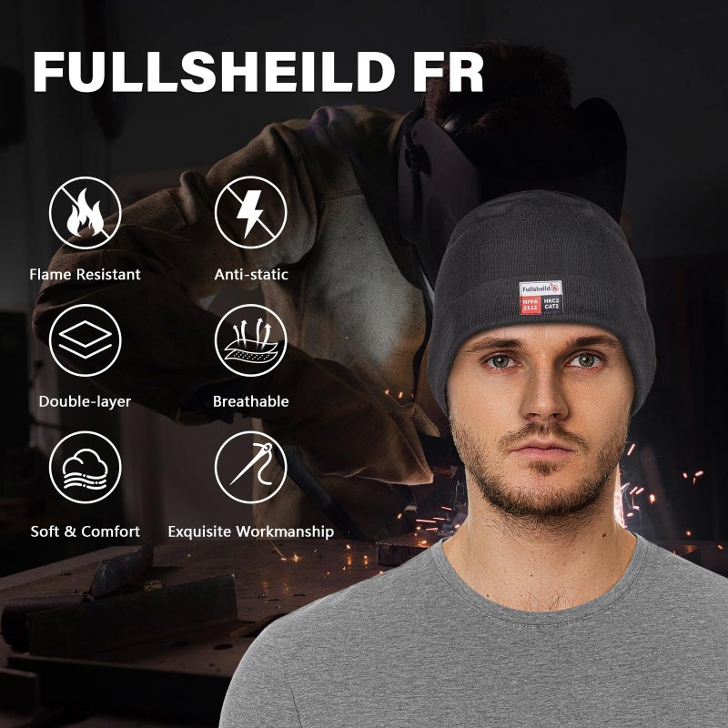 Fullsheild FR Double-Layer Beanie Modacrylic Cotton Liner Warm Winter Flame Resistant Winter Covering Black - Image 2