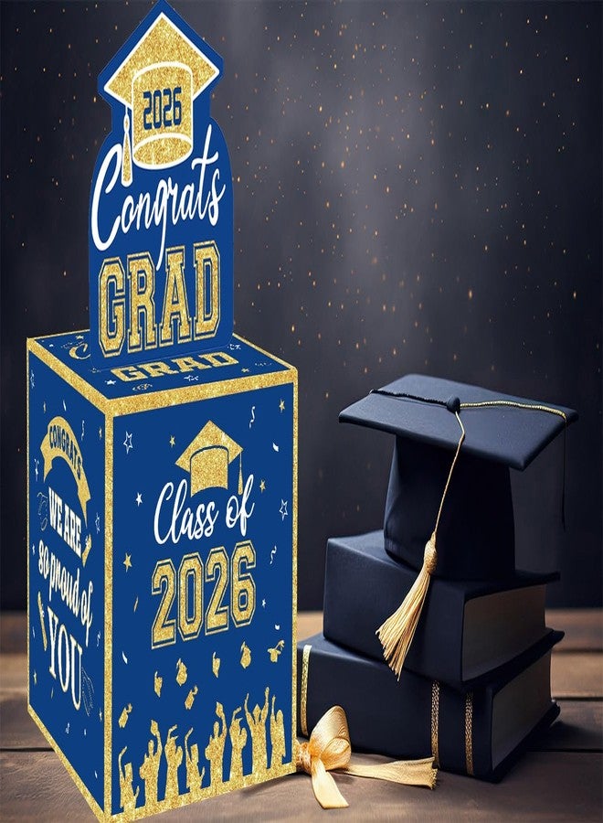 GOLDCROW Blue Gold Graduation Money Box for Cash Gift Pull, Blue Class of 2026 Graduation Decorations, Funny Graduation Gifts Congrats Grad Surprise Box for Class of 2026 Grad Party Favors - Image 3