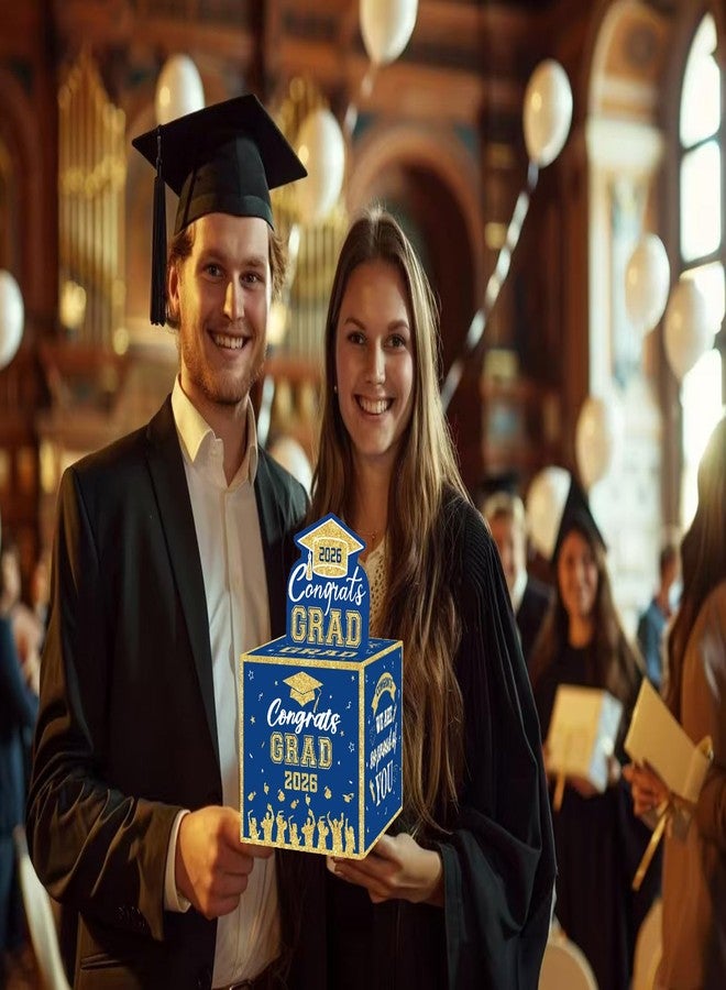 GOLDCROW Blue Gold Graduation Money Box for Cash Gift Pull, Blue Class of 2026 Graduation Decorations, Funny Graduation Gifts Congrats Grad Surprise Box for Class of 2026 Grad Party Favors - Image 2