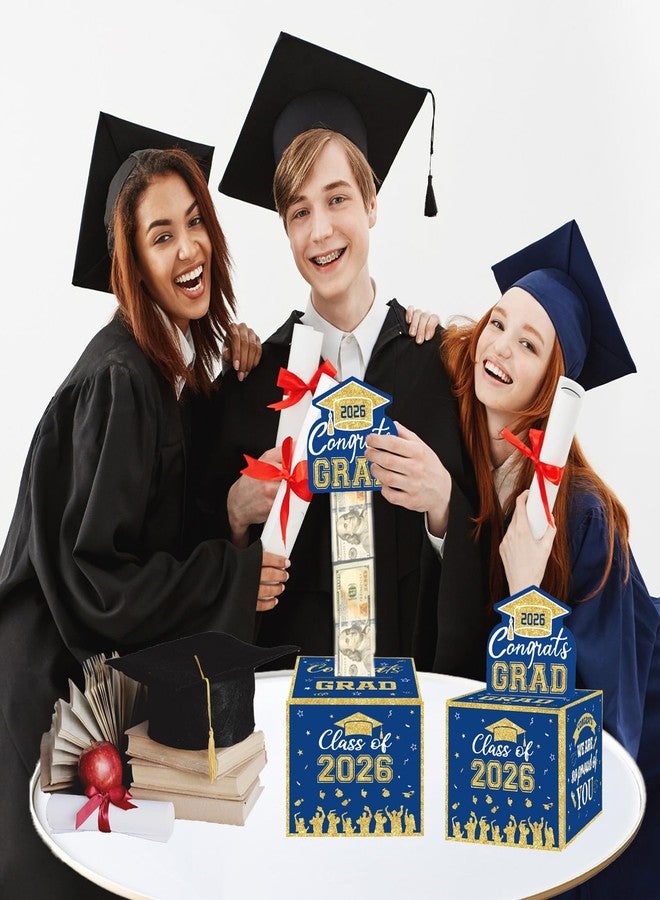 GOLDCROW Blue Gold Graduation Money Box for Cash Gift Pull, Blue Class of 2026 Graduation Decorations, Funny Graduation Gifts Congrats Grad Surprise Box for Class of 2026 Grad Party Favors - Image 4