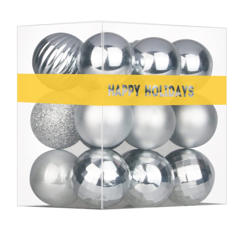 GameXcel Silver 3.2"" Large Christmas Balls - Christmas Tree Decoration Ornaments Shatterproof Hanging Balls for Birthday Halloween Holiday Wedding Decorations Set of 18pcs - Image 1