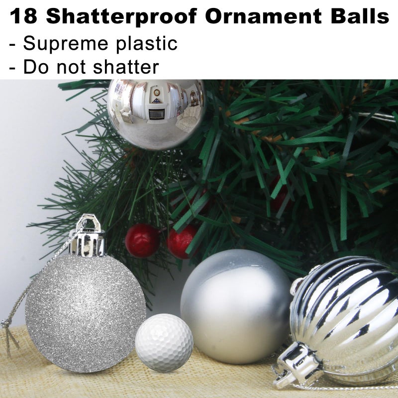 GameXcel Silver 3.2"" Large Christmas Balls - Christmas Tree Decoration Ornaments Shatterproof Hanging Balls for Birthday Halloween Holiday Wedding Decorations Set of 18pcs - Image 3